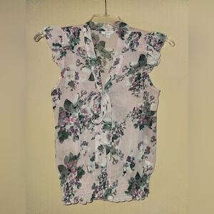 Floral Print Ruffle Sleeve Blouse